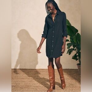 Faherty Legend Sweater Dress in Heathered Black